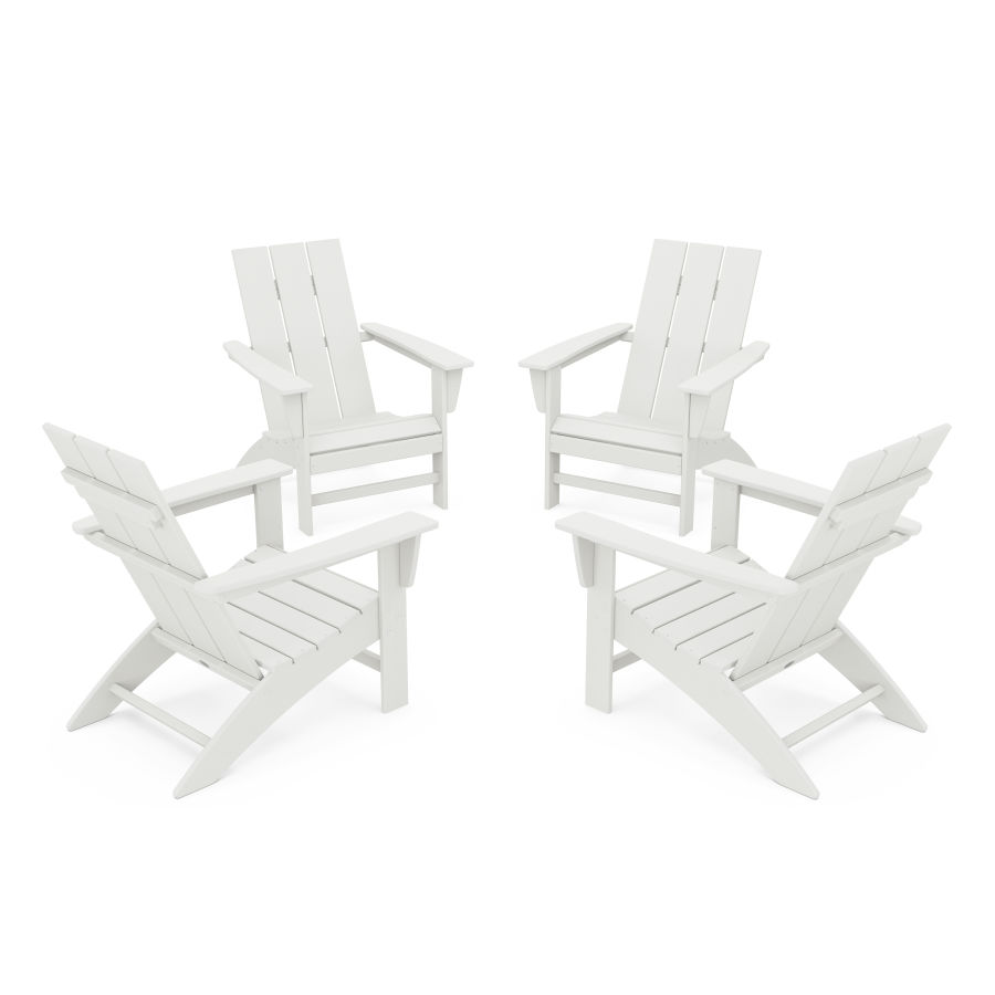POLYWOOD 4-Piece Modern Adirondack Chair Conversation Set in Vintage White