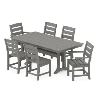 POLYWOOD Lakeside 7-Piece Farmhouse Dining Set with Trestle Legs