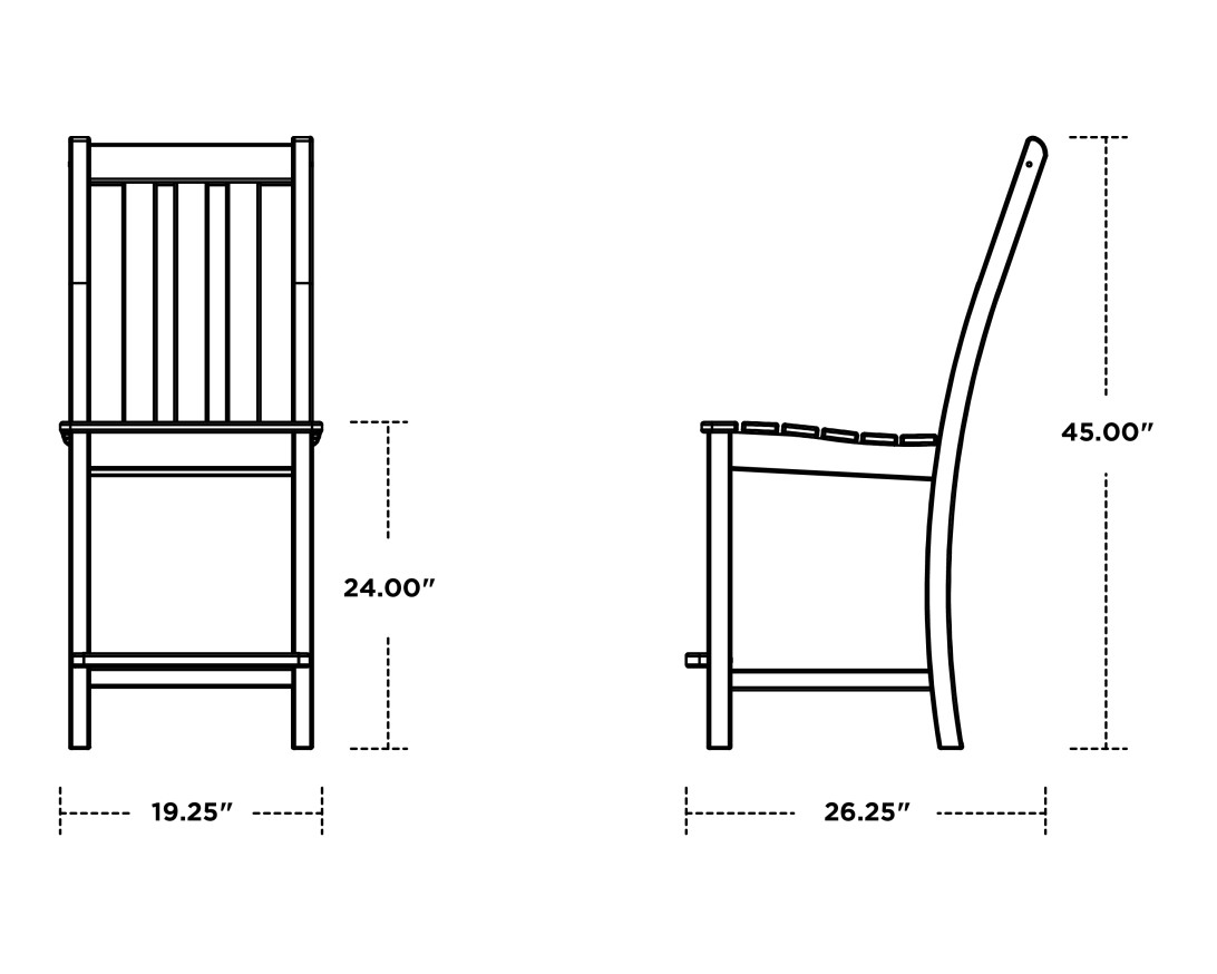 Dimensions for Vineyard Counter Side Chair