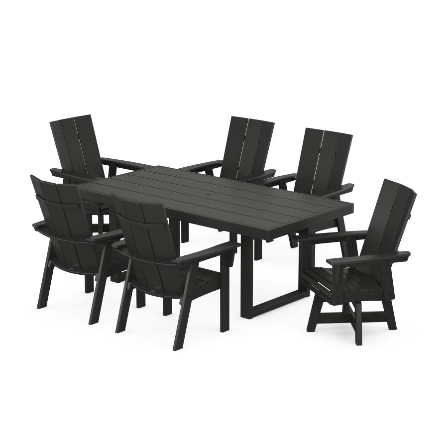 POLYWOOD Modern Adirondack 7-Piece Dining Set in Black
