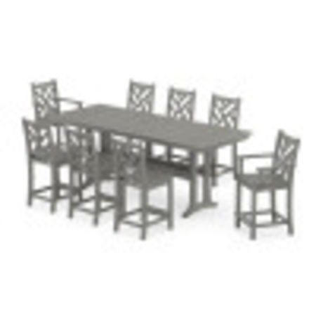 POLYWOOD Chippendale 9-Piece Farmhouse Counter Set with Trestle Legs