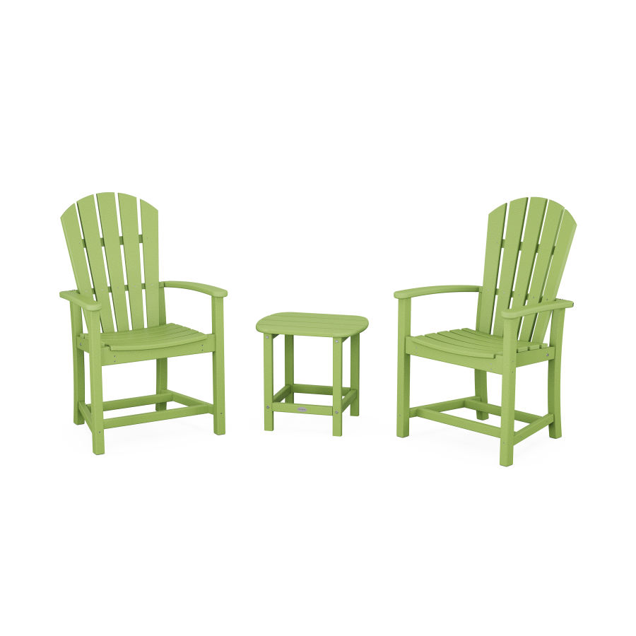 POLYWOOD Palm Coast 3-Piece Upright Adirondack Chair Set in Lime
