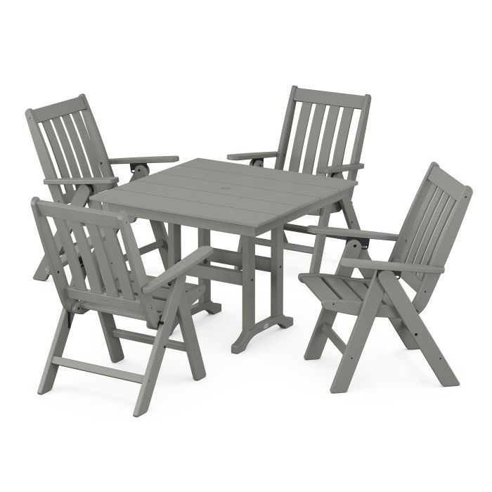 POLYWOOD Vineyard Folding Chair 5-Piece Farmhouse Dining Set