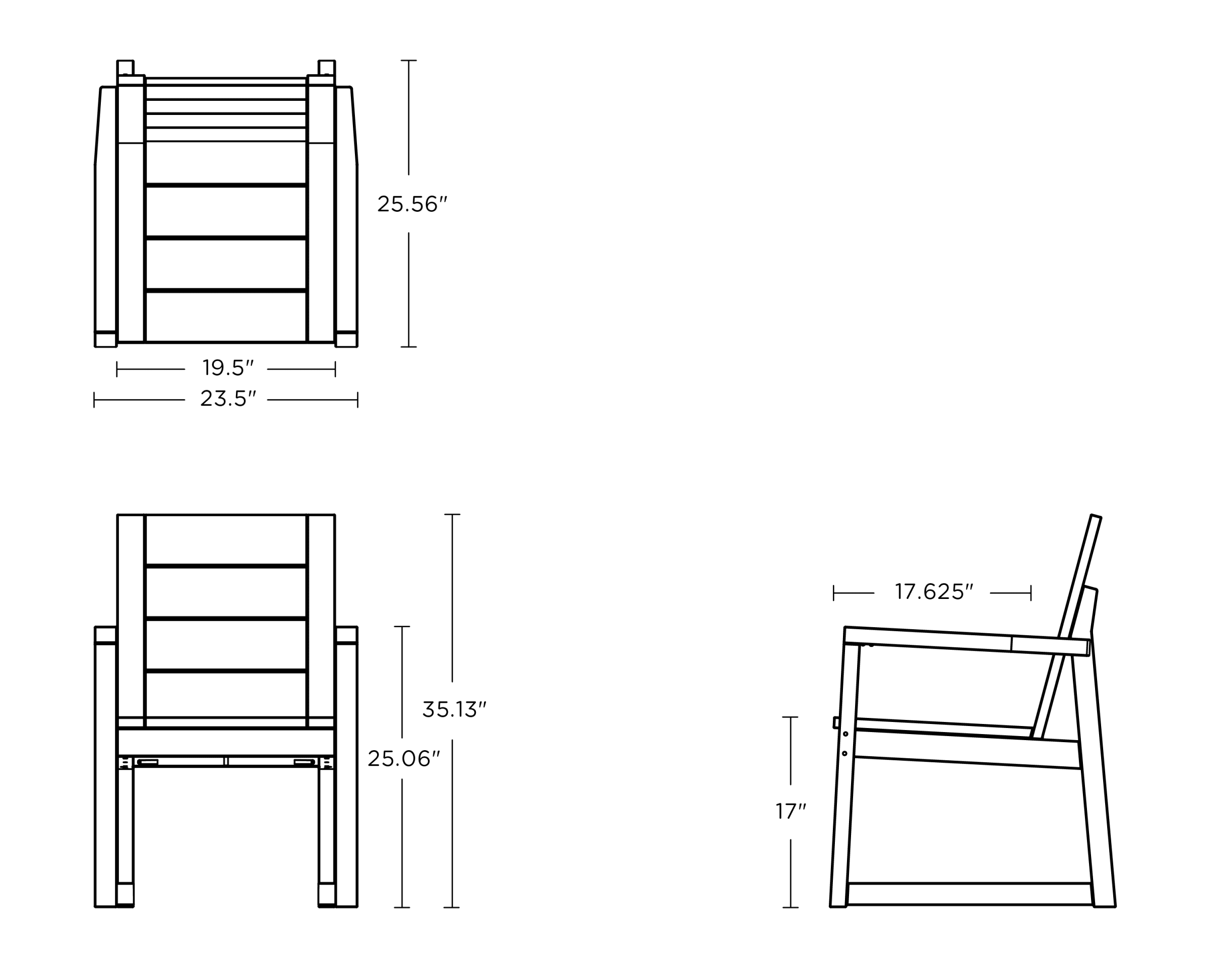 Dimensions for Elevate Dining Arm Chair