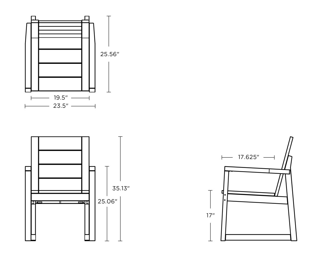 Dimensions for Elevate Dining Arm Chair