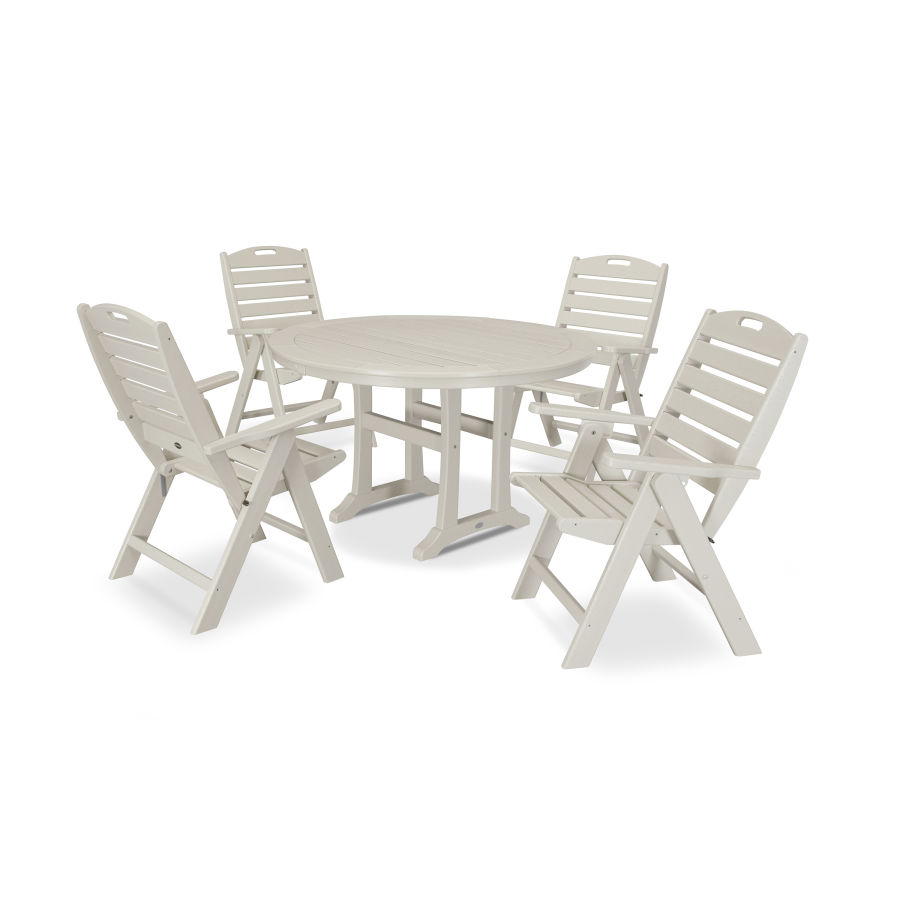 POLYWOOD 5 Piece Nautical Dining Set in Sand
