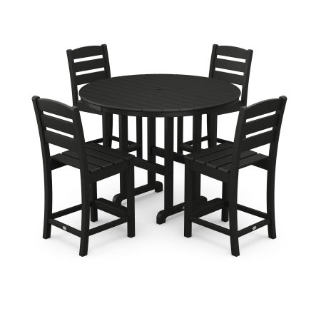 Lakeside 5-Piece Farmhouse Round Side Chair Counter  Set in Black