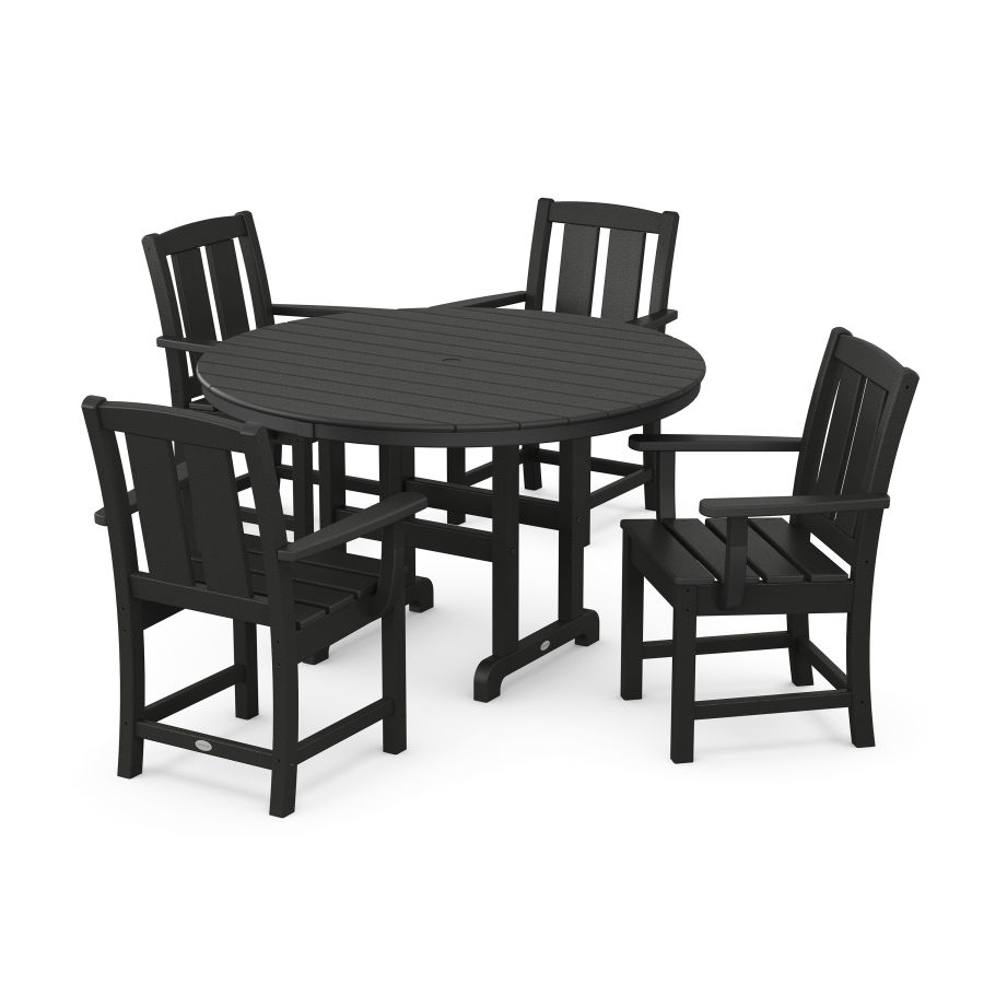 POLYWOOD Mission 5-Piece Round Farmhouse Dining Set in Black