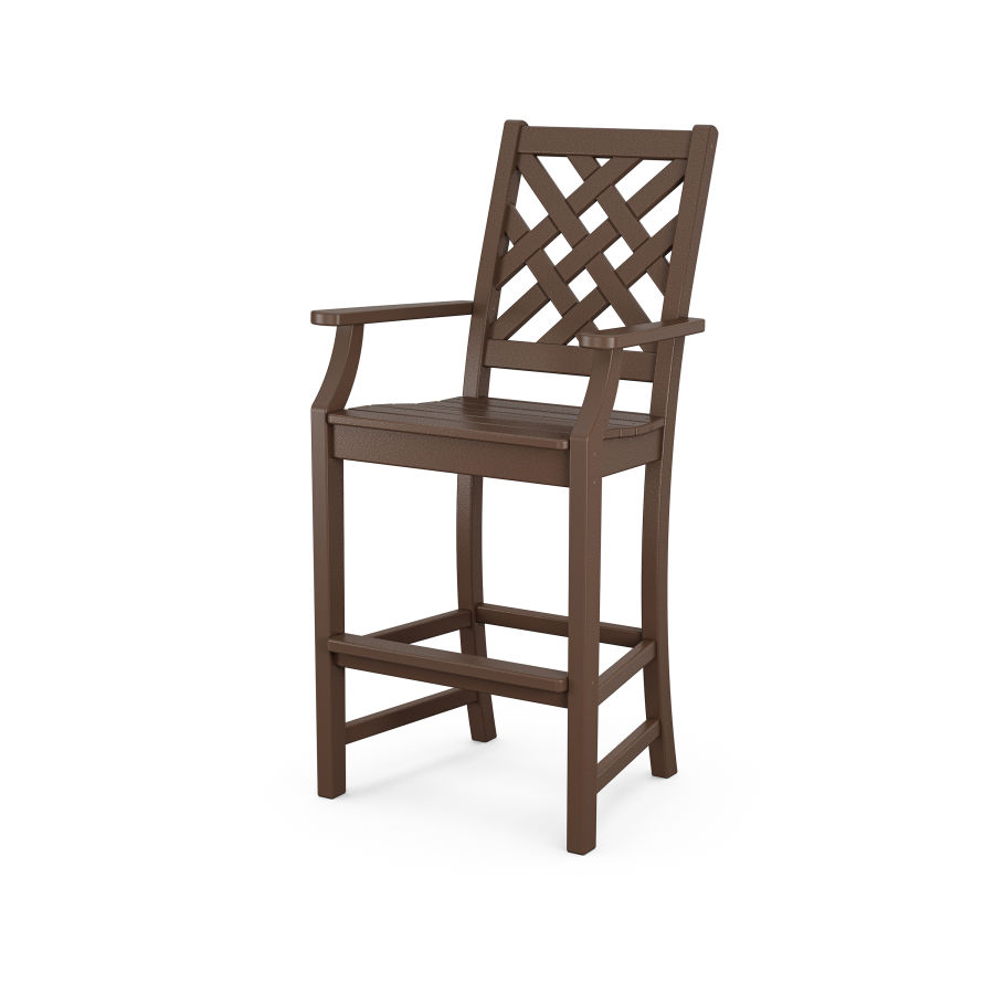 POLYWOOD Wovendale Bar Arm Chair in Mahogany