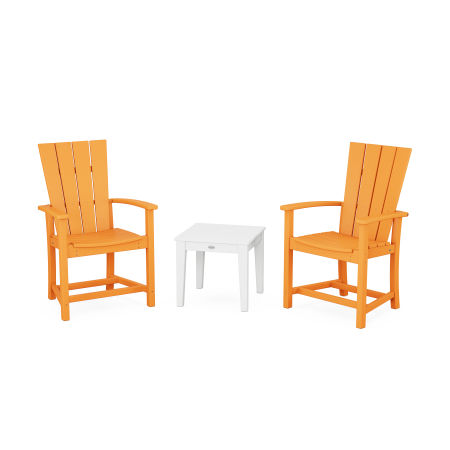 POLYWOOD Quattro 3-Piece Upright Adirondack Chair Set in Tangerine