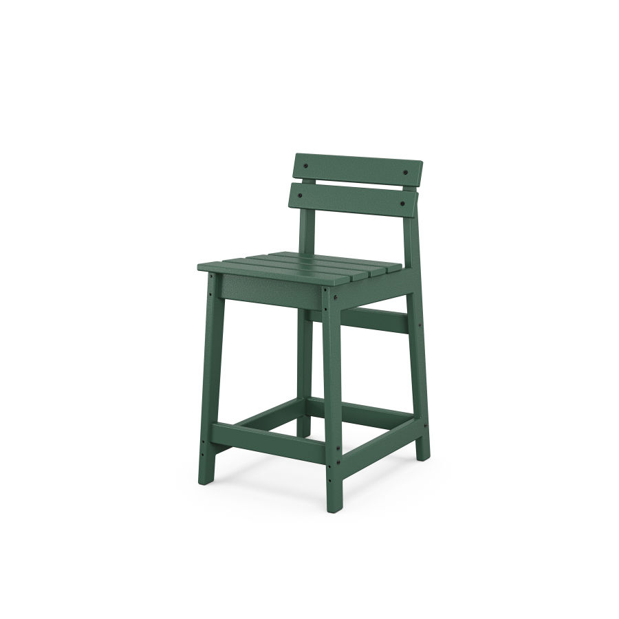POLYWOOD Modern Studio Plaza Lowback Counter Chair in Green