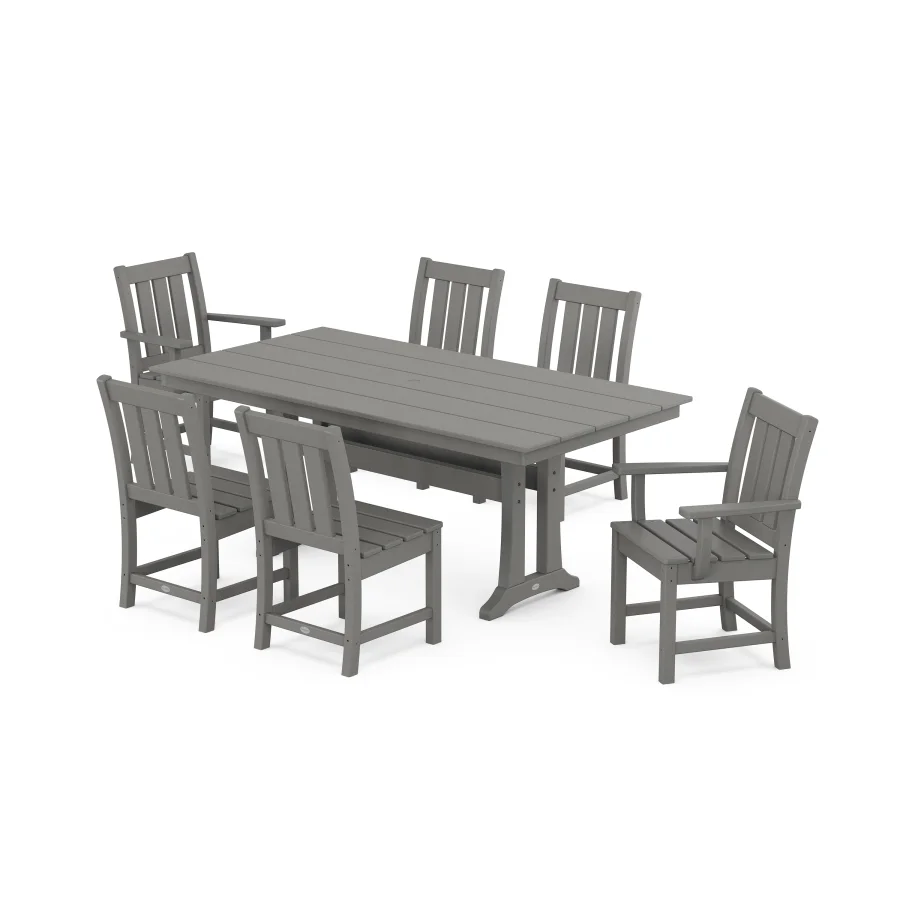 POLYWOOD Oxford 7-Piece Farmhouse Dining Set with Trestle Legs