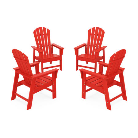 4-Piece South Beach Casual Chair Conversation Set in Sunset Red