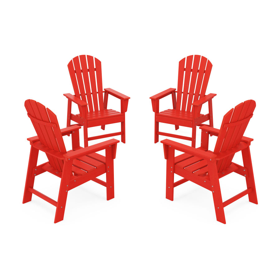 POLYWOOD 4-Piece South Beach Casual Chair Conversation Set in Sunset Red
