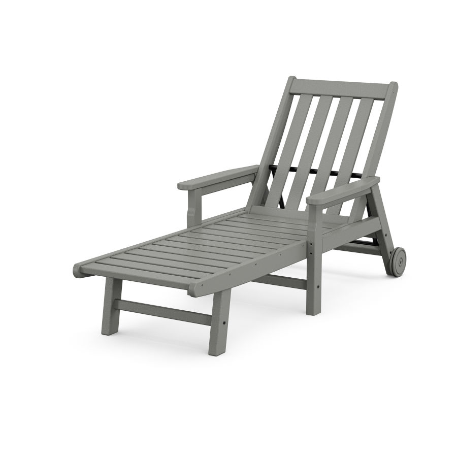 POLYWOOD Vineyard Chaise with Arms and Wheels in Slate Grey