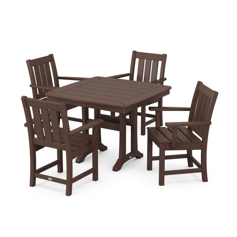 POLYWOOD Oxford 5-Piece Dining Set with Trestle Legs in Mahogany