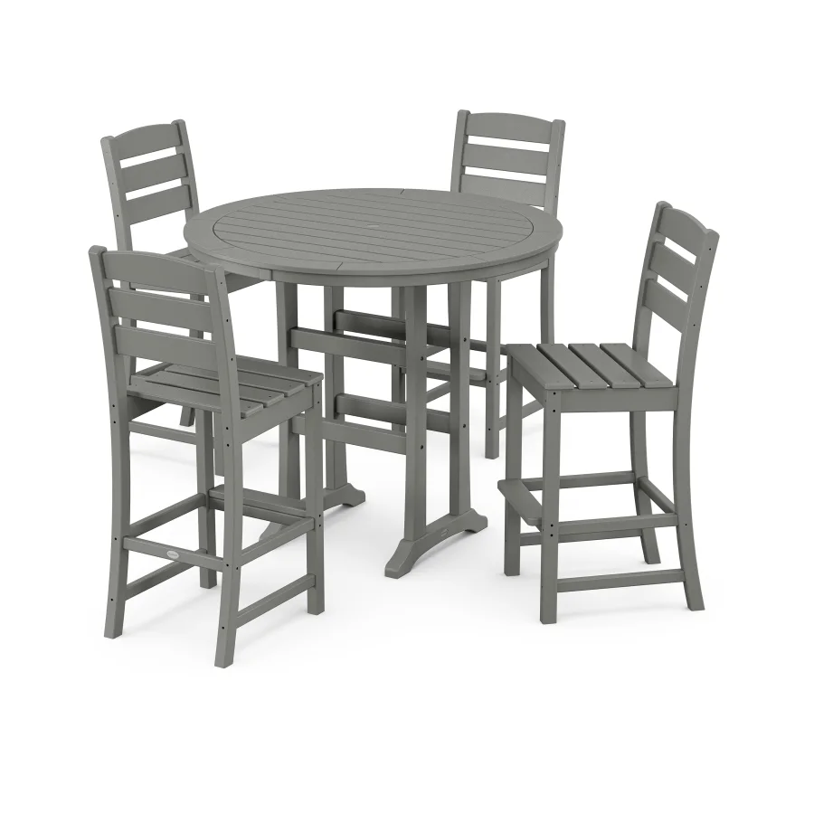 POLYWOOD Lakeside 5-Piece Round Farmhouse Side Chair Bar Set