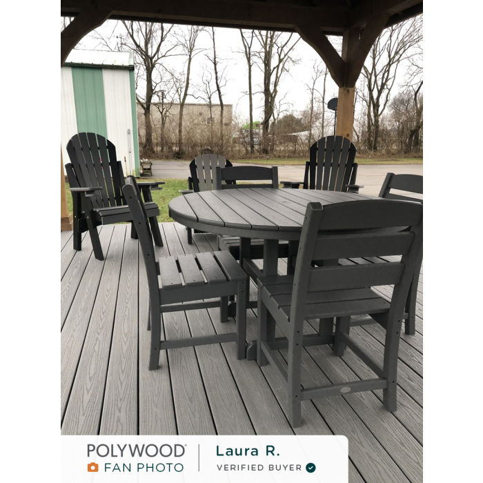 POLYWOOD Lakeside 5-Piece Round Farmhouse Side Chair Dining Set