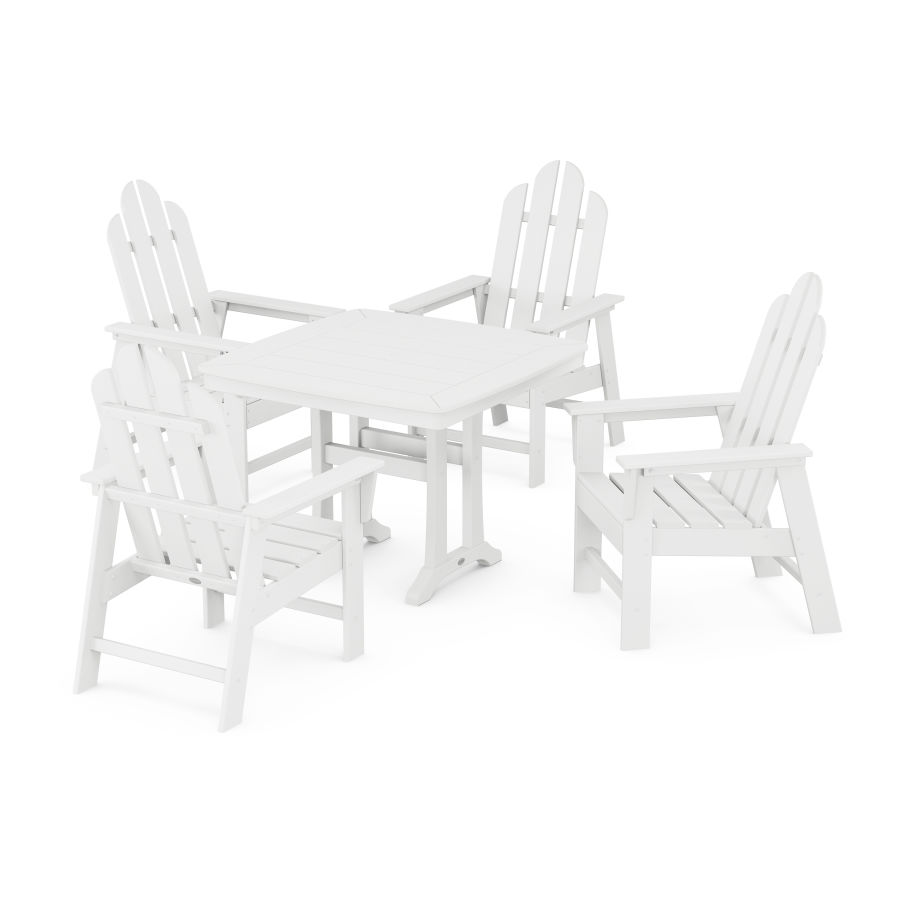 POLYWOOD Long Island 5-Piece Dining Set with Trestle Legs in White
