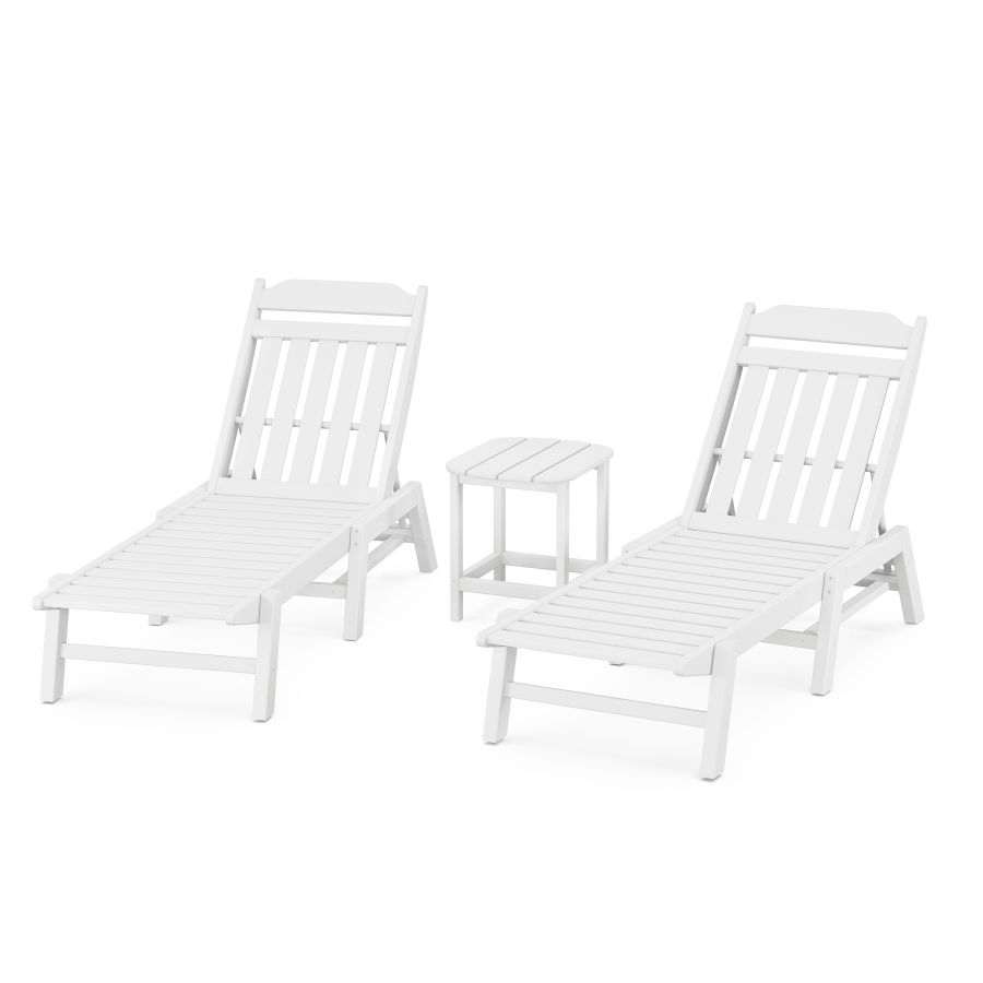 POLYWOOD Country Living 3-Piece Chaise Set in White