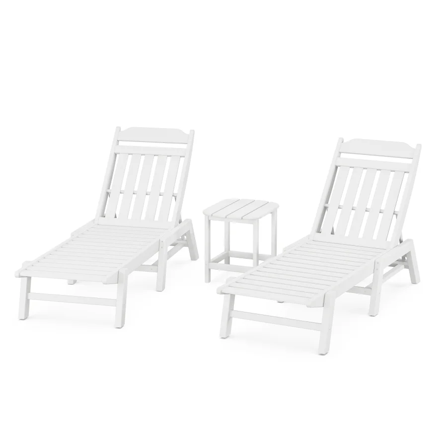 POLYWOOD Cottage 3-Piece Chaise Set in White