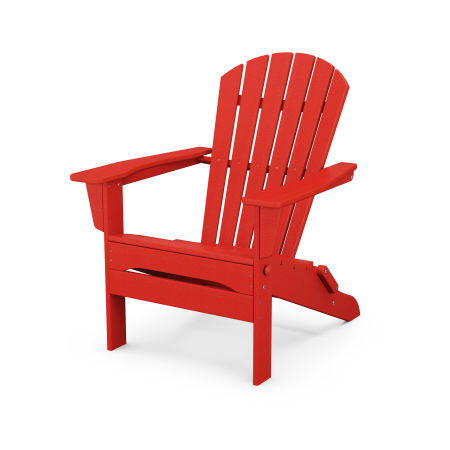 POLYWOOD South Beach Folding Adirondack Chair in Sunset Red