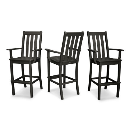 Vineyard Bar Arm Chair 3-Pack in Black