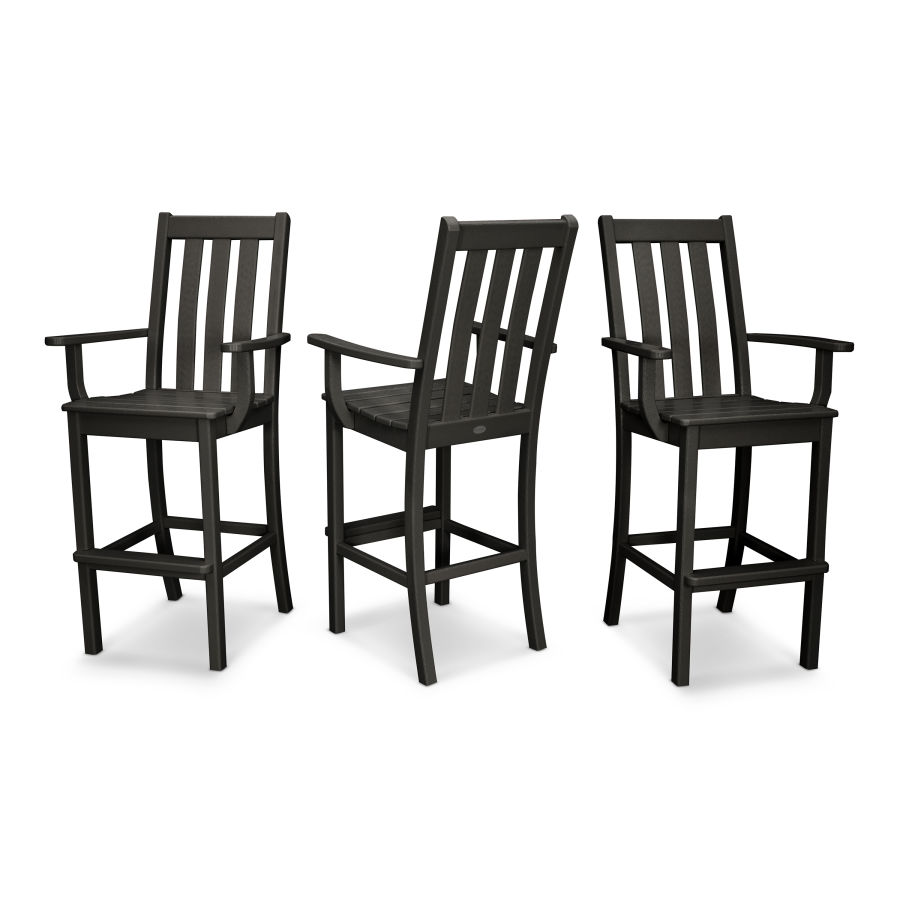 POLYWOOD Vineyard Bar Arm Chair 3-Pack in Black