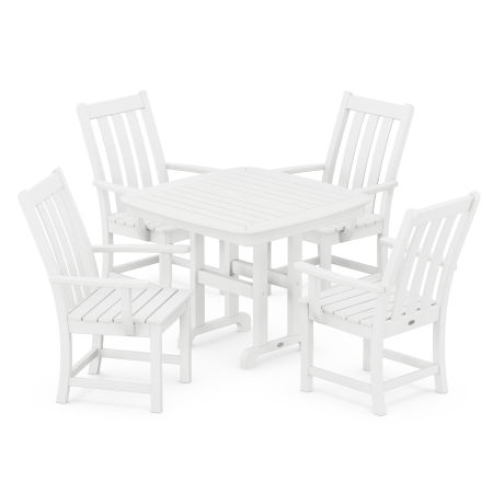 Vineyard 5-Piece Arm Chair Dining Set in White
