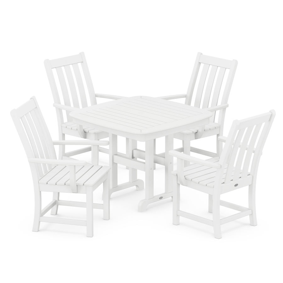 POLYWOOD Vineyard 5-Piece Arm Chair Dining Set in White