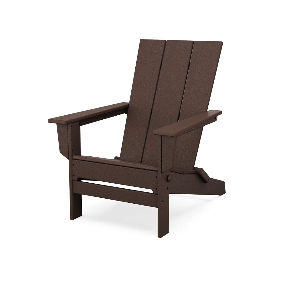 POLYWOOD Modern Studio Folding Adirondack Chair in Mahogany