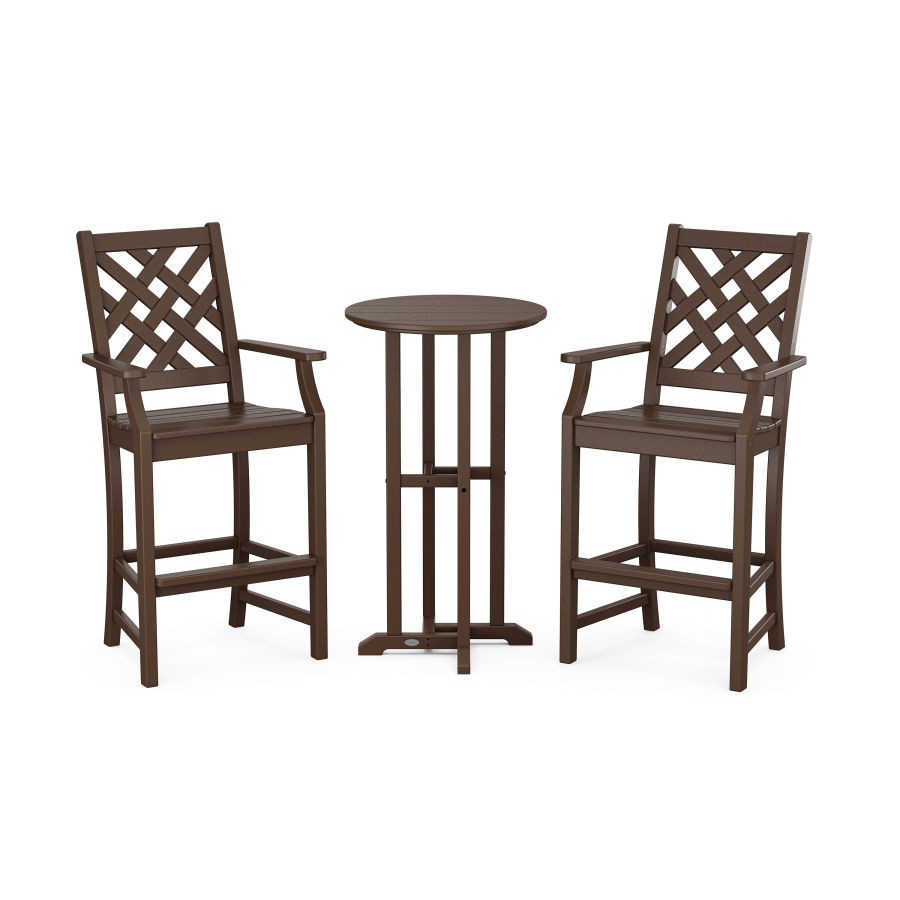 POLYWOOD Wovendale 3-Piece Farmhouse Bar Set in Mahogany