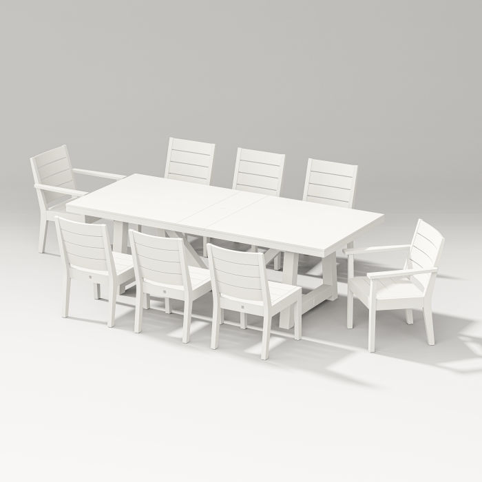 POLYWOOD Latitude 9-Piece A-Frame Table Dining Set