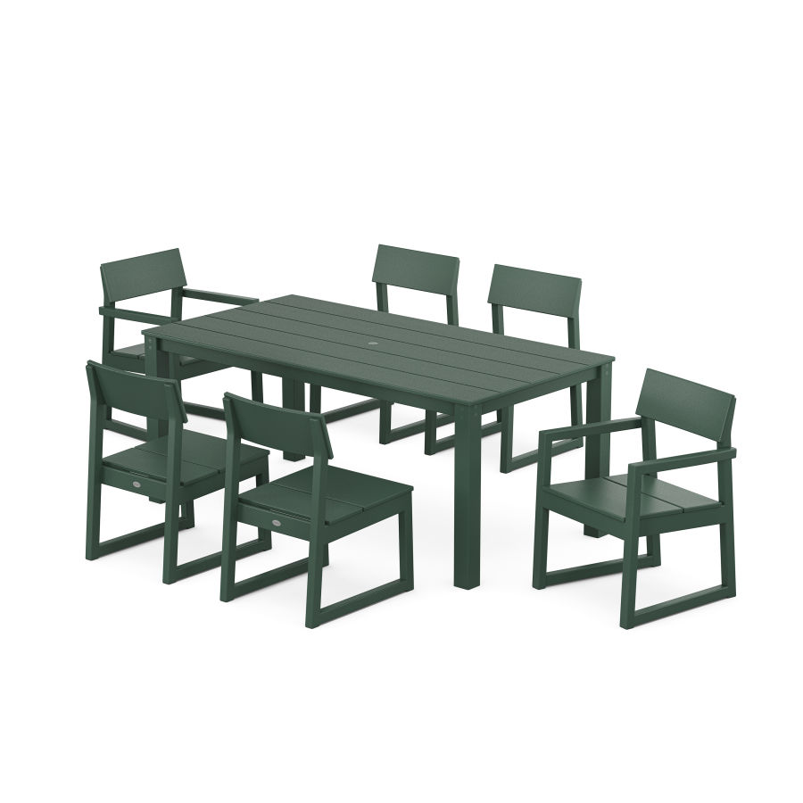 POLYWOOD EDGE 7-Piece Parsons Dining Set in Green
