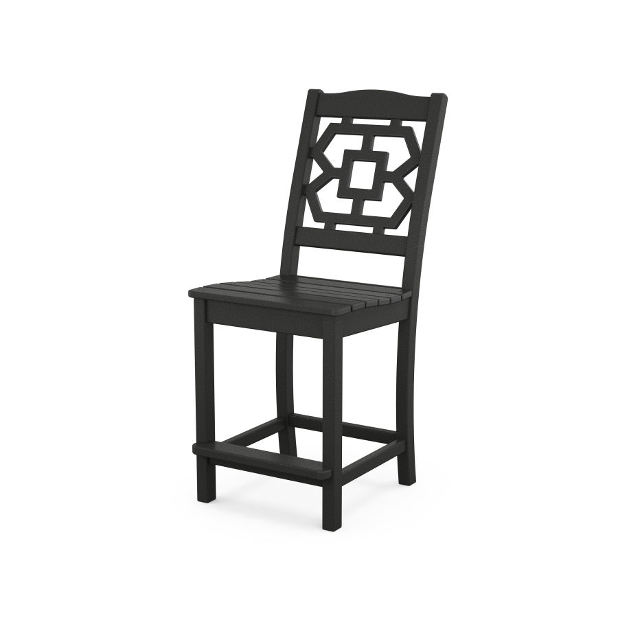 POLYWOOD Chinoiserie Counter Side Chair in Black
