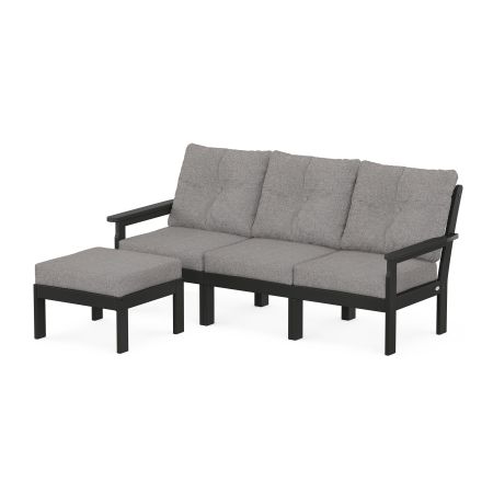 Vineyard 4-Piece Sectional with Ottoman in Black / Grey Mist