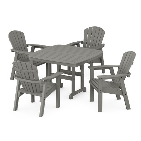 Seashell 5-Piece Dining Set with Trestle Legs in Slate Grey