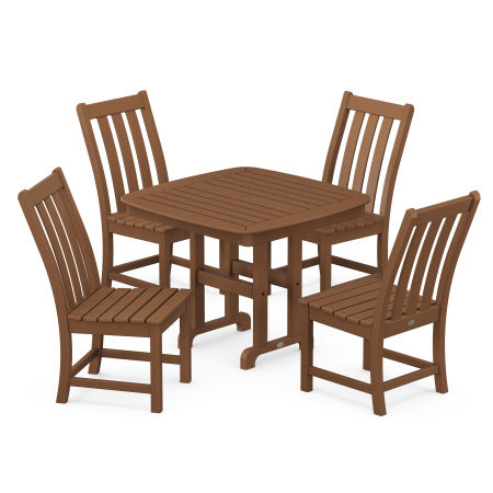 Vineyard 5-Piece Side Chair Dining Set in Teak