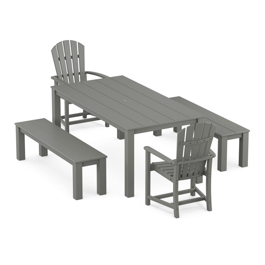 POLYWOOD Palm Coast 5-Piece Parsons Dining Set with Benches