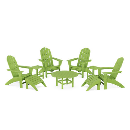 Vineyard Curveback Adirondack Chair 9-Piece Conversation Set in Lime