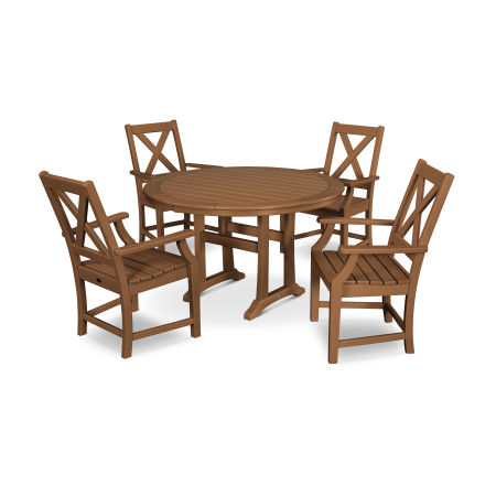 Braxton 5-Piece Nautical Trestle Arm Chair Dining Set in Teak