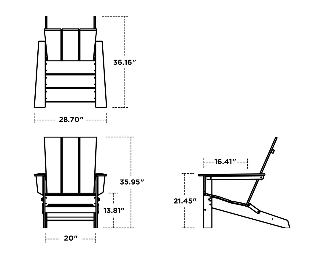 Dimensions for Modern Studio Folding Adirondack Chair