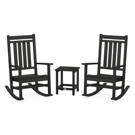 Estate 3-Piece Rocking Chair Set with Long Island 18" Side Table in Black