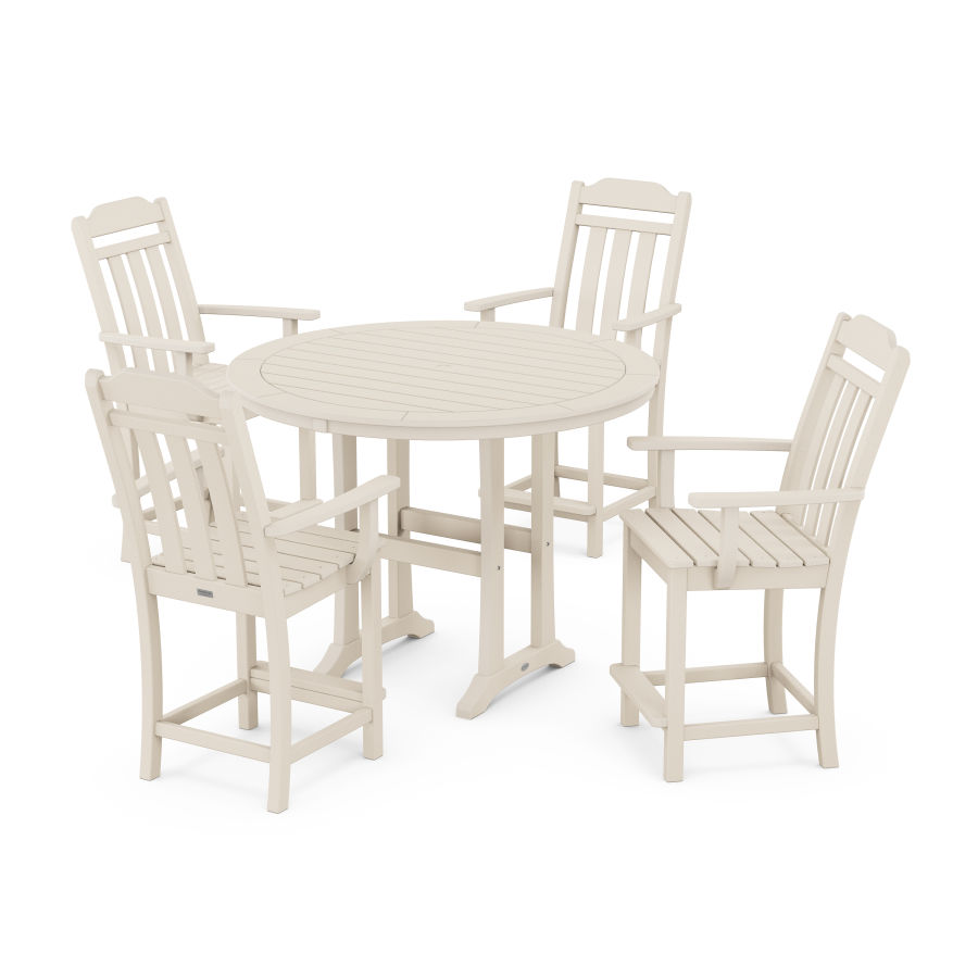 POLYWOOD Country Living 5-Piece Round Counter Set in Sand