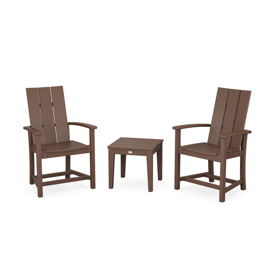 POLYWOOD Modern 3-Piece Upright Adirondack Chair Set in Mahogany