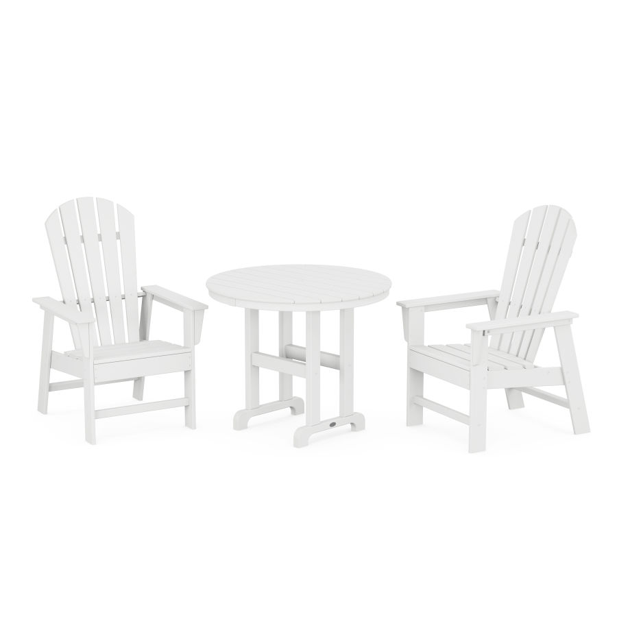 POLYWOOD South Beach 3-Piece Round Dining Set in White