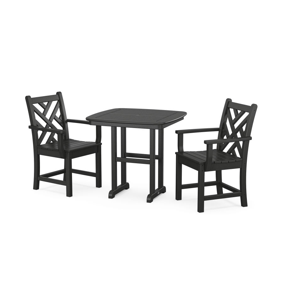 POLYWOOD Chippendale 3-Piece Dining Set in Black