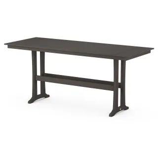 POLYWOOD Farmhouse Trestle 38” x 96” Bar Table in Vintage Finish