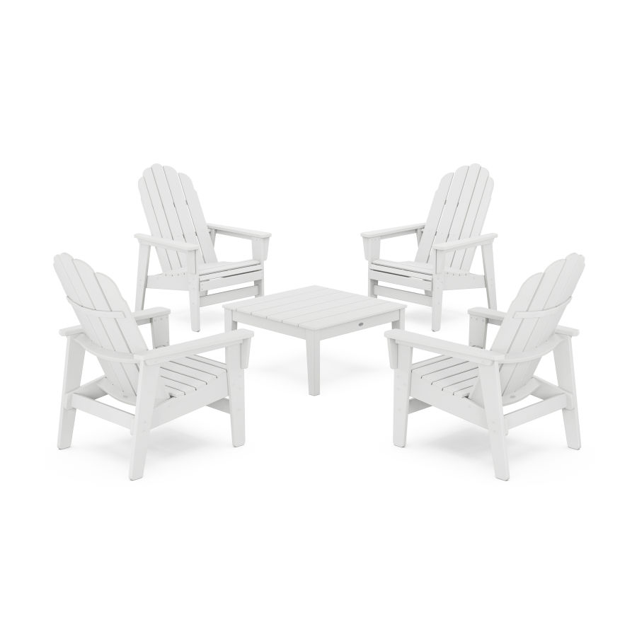 POLYWOOD 5-Piece Vineyard Grand Upright Adirondack Chair Conversation Group in White