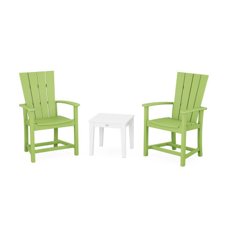 POLYWOOD Quattro 3-Piece Upright Adirondack Chair Set in Lime